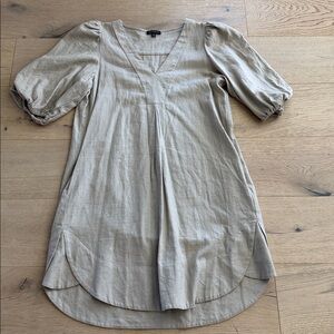 For Cynthia Linen Blend Dress Size Medium Neutral Minimalist Relaxed Boho